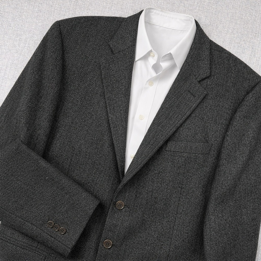 Pronto Uomo Italian Wool Sport Coat Blazer Men 44L Charcoal Tweed Made in Italy